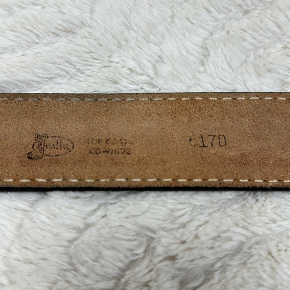 Rosie's Good Time Emporium & Saloon Brass Buckle & JUSTIN Tooled Leather BELT 36 - Picture 5 of 8